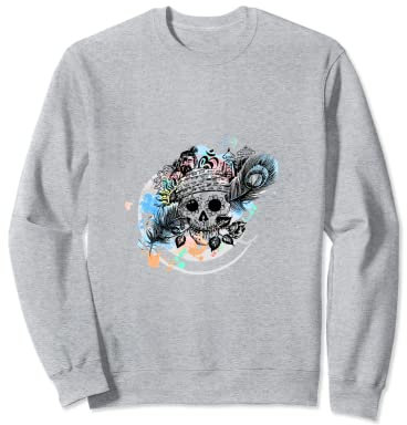 Tattoo Design Shirt, Skull in Wasserfarben, Aquarell Malerei Sweatshirt