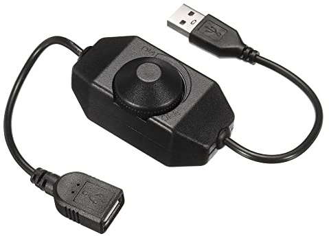 sourcing map LED Strip Dimmer Switch 5V DC USB Female to Male Extension Cord with Rotary Switch Controller for LED Strips Lights, Black