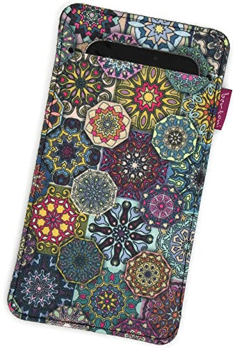 Handytasche bertoni aus Filz für Smartphone z.B. iPhone 14/14 Pro Max/13/13 Pro/12/11, Galaxy S23+/S22 Ultra/S21+/S20, Redmi Note, Pixel 7/6 - Damen Handy-Hülle mit Stoff Filztasche (XXL, Valencia)