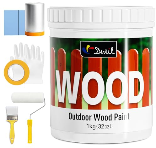 DWIL Wood Paint, White Paint for Wood, No Sanding& Fast Dry Outdoor WoodPaints, Water Based& Low Odor Furniture Door Cabinet Paints, Perfect for Indoor/Exterior White, 50-60sq.ft