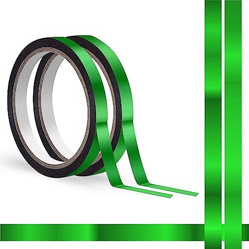 Nastro washi metallico verde da 100 metri, 2 rotoli di nastro grafico scintillante, resistente all'acqua e alle lacrime, con superficie metallica a specchio, rimovibile senza residui, 1cm x 50 metri