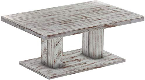B.R.A.S.I.L.-Möbel Brasilmöbel Couchtisch Rio UNO 120x80 cm Shabby Nussbaum Wohnzimmertisch Holz Säulentisch Pinie Massivholz Stubentisch Beistelltisch Größe und Farbe wählbar