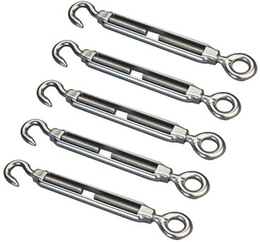5PCS 304 Edelstahl Offenen Körper Haken Und Auge Spannschloss M4 Bis M10 Gewindestange Draht Seil Kette Spannschlösser Rigging-Hardware (Size : M6)
