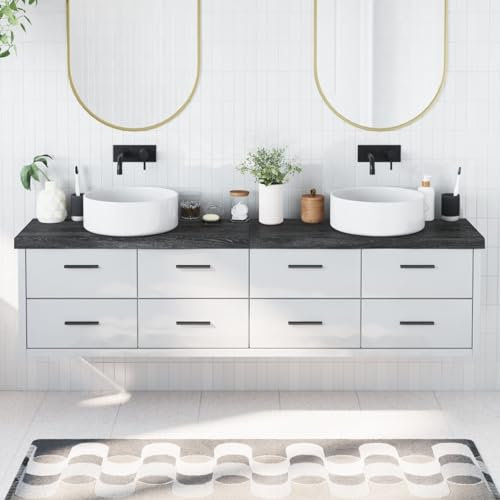 LAPOOH Waschtischplatte Dunkelgrau 200x40x6 cm Massivholz Behandelt, Arbeitsplatte, Holzplatte, Schreibtischplatte, Waschtischplatte, Küchenarbeitsplatte - 3156268