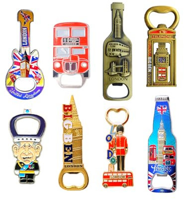 London Skyline Edition Set of 8 London Icons Fridge Magnets with Built-in Bottle Openers - Mix of 8