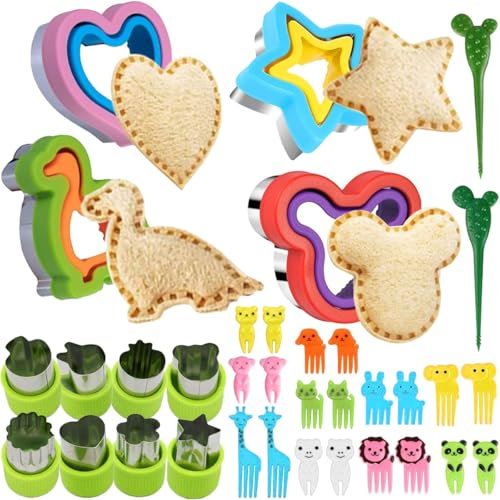 Moldes Galletas Cortadores Boccadillos para Niños, Moldes para Pan y Verduras - 34 Piezas