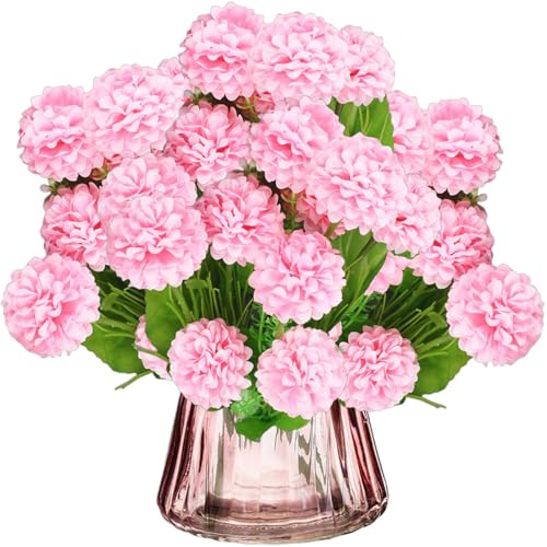 astylishome Fiori artificiali per tombe, 36 pezzi, ortensia rosa, fiori finti decorativi con stelo lungo, tocco reale, per casa, hotel, ufficio, matrimoni, decorazioni nuziali 0504