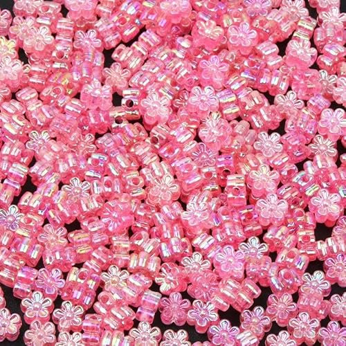 100 Stück 7 mm gemischte Farben AB Blumen Acrylperlen lose Abstandsperlen zur Schmuckherstellung DIY Charms Armband Zubehör-6-7 mm 100 Stück