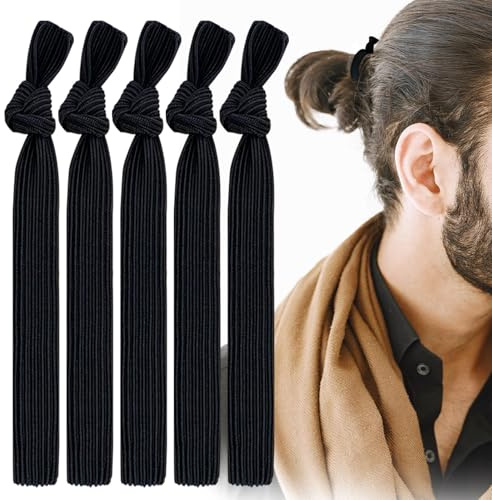 2 * 5 Stück Geknotete Haargummis - Elastische Haarband für Dickes Haar, keine Falten Pferdeschwanzhalter, Hair Ties Perfekt für Sport Alltag (Schwarz) (1.2cm)