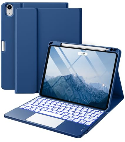 Vobafe Tastatur Hülle Trackpad für iPad Air 11 Zoll M4 M3 M2 & Air 5/4 Gen | Beleuchtete Abnehmbare Keyboard, Hülle mit Stifthalter für iPad Air 11/10.9 Zoll (2026/2025/2024/2022/2020), NavyBlau