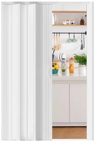 Akkordeon-Tür aus Aluminiumlegierung mit Griff, Innenauskleidung, zusammenklappbar, Ziehharmonika-Tür, ohne Bodenschiene, 106,7 x 203,2 cm, Schiebetür für Zuhause oder Büro