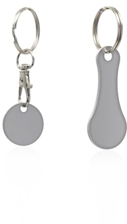 Shopping Trolley Token Set, 2Pcs Stainless Steel Trolley Tokens with Key Ring, Mini Shopping Trolley Release Key Removable Portable Trolleys Token for Men Women Gifts(2Pcs)