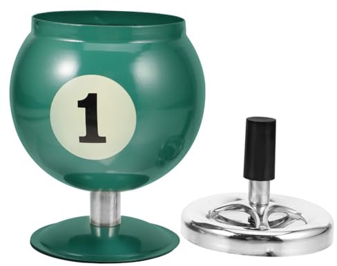GARVALON Billiard Ball Shaped Ashtray Iron Material Retro Design Automatic Extinguishing Function for Home Office Car Convenient for Cigarettes Metal Ashtrays Unique Shape