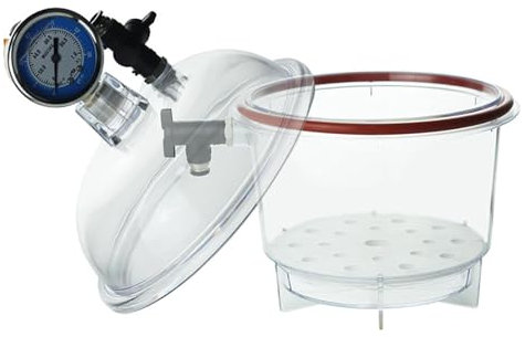 XDTKJDZ Essiccatore Sottovuoto per PC, Contenitore per Essiccazione Sottovuoto Trasparente da 150 Mm, con Doppia Valvola per Vuoto E Manometro, Una Maggiore Durata, Guarnizione in Silicone Affidabile