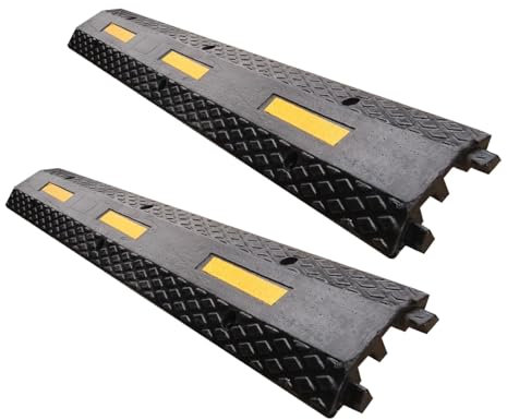 YZWZZXC Canalina Passacavi Esterno, Passacavo in Gomma, 2 Canali Cavi, con Strisce Riflettenti, capacità di Carico 3 Tonnellate, per Interni ed Esterni (2 Pezzi)(23x100x5cm/9x39x2in)