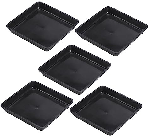 HEMOTON Bandeja para Macetas Cuadrada Negra 15x15 Cm Palet para Macetas 5 Piezas para Jardinería Interior y Exterior Control De Riego Resistente y Ecológica