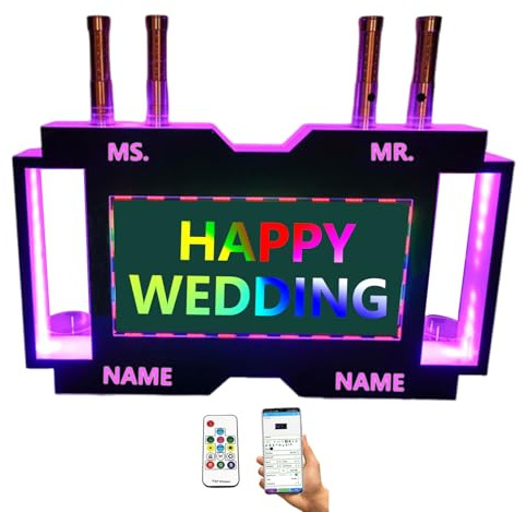 factildfulzhan Upgrade-LED-Flaschenpräsenter mit Flaschenregal, Acrylrahmen, Scroll-Play-RGB-Farbdisplay, Buchstaben-Leuchtkasten, Handzeichen, Werbeschild