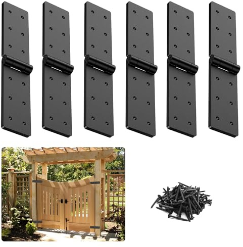 Mdkave Bisagras de puerta resistentes, bisagras plegables de doble capa sólidas de 270° con galvanoplastia para madera contrachapada pesada, puertas de madera de patio trasero y valla (paquete de 6)