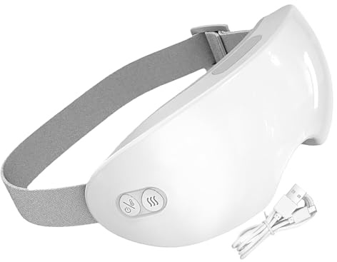 Masajeador de ojos con calefacción, máscara térmica inalámbrica para ojos, cubierta de masaje, cubierta de masaje de ojos recargable, dispositivo silencioso, ajustable, cómoda compresa de vapor para