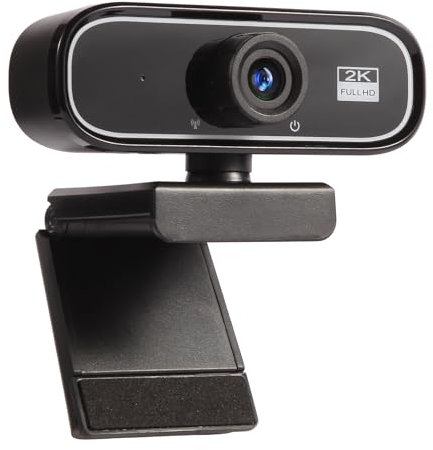 WAKEVLEO USB Webcam, Full HD 2K Webcam for PC and Laptop, Plug-and-Play, webcam with Microphone,Auto Light Correction, 360° View Web Cam for Live Streaming, gaming (2K)