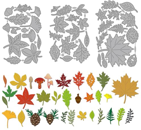 MAYJOYDIY Herbstblättern Metall Stanzformen Ahornblatt Ginkgo Stanzschablone Haselnuss Pilz Prägung Scrapbooking Schnitte Vorlage Für Karten Scrapbooking Alben Handgemachte Geschenke Dekoration