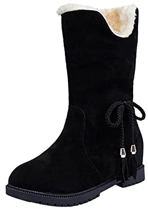 Generisch 2026 Bottines de neige pour femme Bottes de neige en velours épais Bottes chaudes en coton, Noir , 37 EU