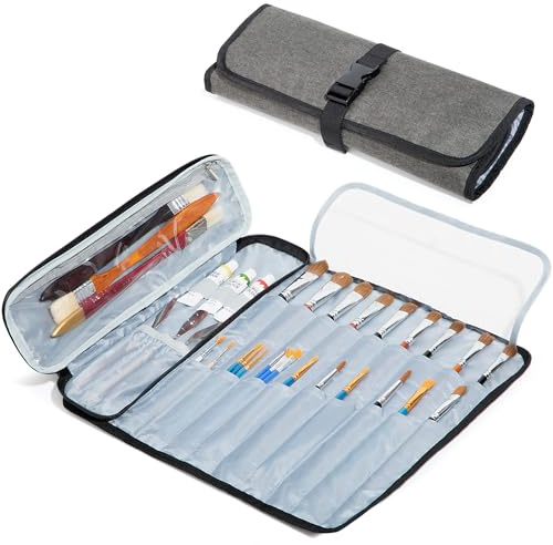 Teamoy Bolsa Enrollable para Brochas Pintura, 21 Ranuras Estuche Pinceles cepillo para Acrílico, Aceite, Acuarela y Lápices (Solo Bolsa)