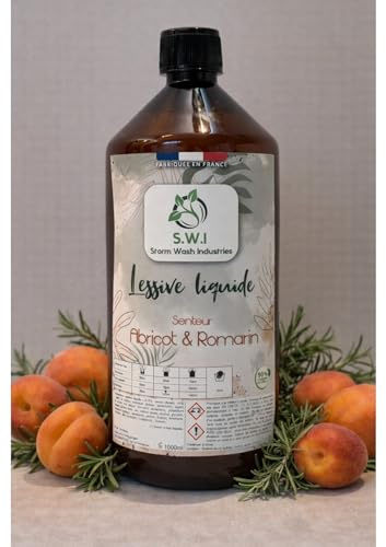 Lessive Abricot & Romarin, Liquide Concentrée, Parfum Fruité et Aromatique, 1L, 30-35 Lavages, Pour Linge Quotidien