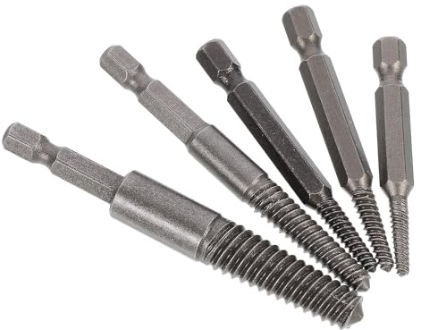 Ciieeo Estrattore di Viti Rotte e Spanate 5 Pezzi Gambo Esagonale, Utensile per Trapano Resistente All’usura, Piccolo e Portatile per Riparazioni Meccaniche