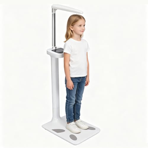 VonVVer Professional Height and Weight Physicians Scale, Ultrasonic BMI Digital Scale, Floor Standing Height Measuring Device, 440lbs Capacity 0.11lbs Accuracy with Voice Broadcast & LCD Screen