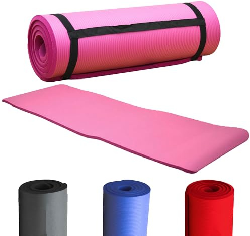 MaxStrength NBR Yogamatte 15 mm dicke, rutschfeste Fitnessmatte für Yoga, Pilates und Gymnastik, weiche Sportmatte für Damen und Herren, tragbare Trainingsmatt