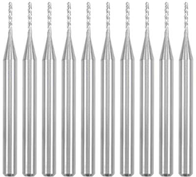 sourcing map 10Pcs 0.9mm Carbide End Mill Engraving Milling Cutter CNC Router Bits for PCB Machine, 1/8 Shank