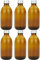 mikken - 6 bouteilles de pharmacie en verre marron de 250 ml avec bouchon à vis + étiquettes inscriptibles.