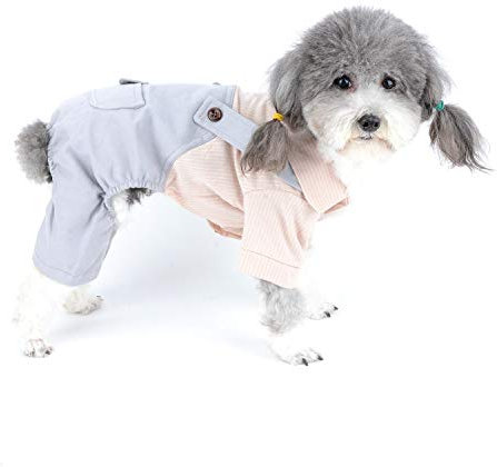 Zunea Hundebekleidung für kleine Hunde Sommer Weiche Baumwolle Gestreift Shirt Jumpsuit Welpen Overall für Chihuahua Yorkshire Mädchen Jungen Rose XS