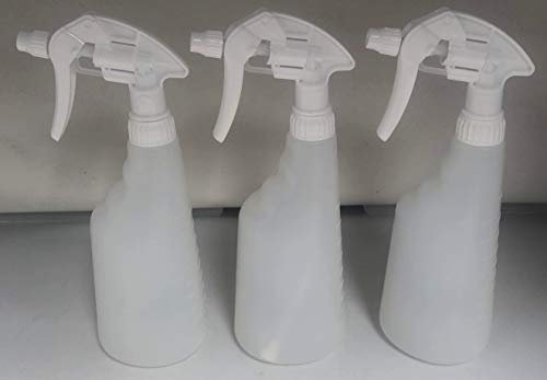 AUTO RAE-CHEM 3 x 600ml Trigger Spray Bottles, Valeting, chemical resistant heads WHITE