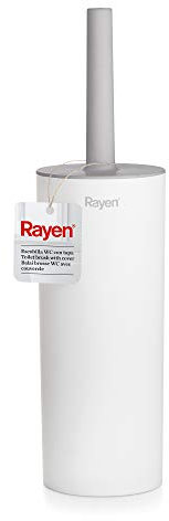 Rayen | WC Brosse avec Couvercle | Nettoyage Efficace | Douce-Touch | 37 x 9,2 cm | Blanc