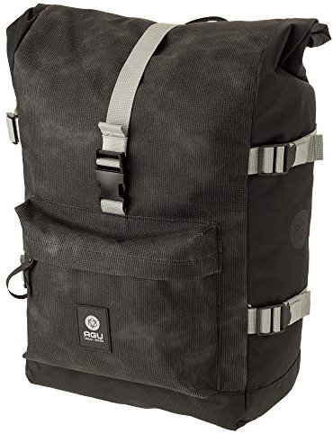 AGU Urban Trend H2O Roll-Top Reflektion Fahrradtasche für Gepäckträger, 14L Seitentasche Fahrrad mit Schultergurt, Wasserabweisend, Reflektierend, 100% Recyceltes Polyester - Schwarz