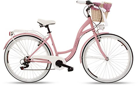 Goetze Mood Damenfahrrad Retro Vintage Holland Citybike, 28 Zoll Alu Räder, 7 Gang Schaltwerk, Tiefeinstieger, Korb mit Polsterung Gratis!
