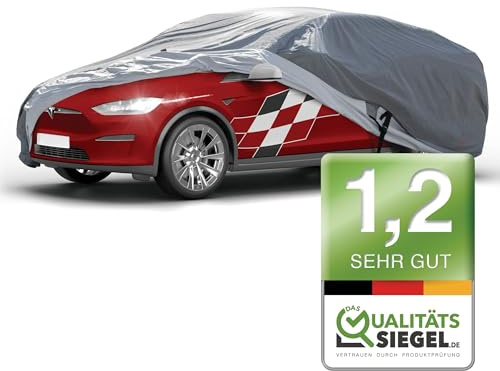 WALSER Premium Abdeckplane Auto All Weather Plus Qualitätssieger Sehr Gut*, Abdeckplane wasserdicht, Auto Abdeckplane, Autoplane UV-beständig, Autoabdeckung Outdoor, Abdeckung Kombi Größe 6 grau