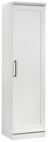 Sauder HomePlus Narrow Pantry Storage Cabinet Slim Single Door with Adjustable Shelves, Kitchen Storage Cabinet, in Soft White