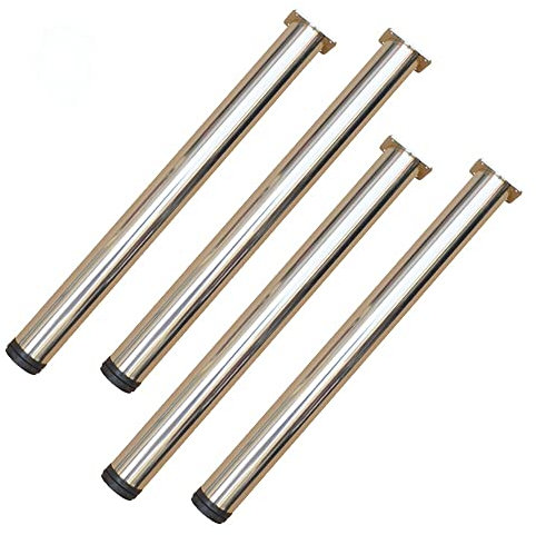 XUAN Edelstahl Möbelfuß Für Esstisch Couchtisch Rund Tischbeine Möbelfüße Silber Tischfuß Tischkufen Mit Verstellfüße, 4 Stück (Size : 80cm)