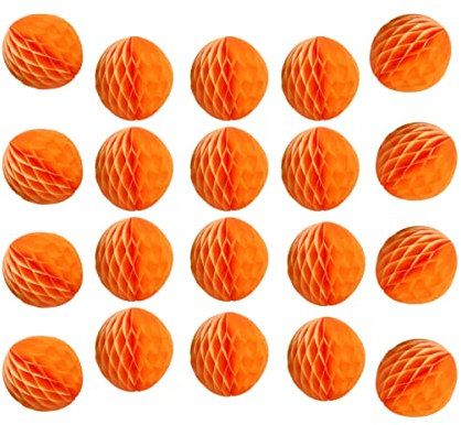 Wabendekoration, Papierblumenkugeln, Seidenpapier, Pompons für Babyparty, Geburtstag, Hochzeit, Heimdekoration, 15,2 cm, Orange, 20 Stück