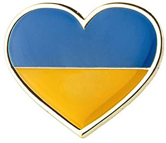 Ukrainian Love Heart Peace Ukraine National Flag Metal Enamel Pin Badge – 2.3 x 2.3 cm – Rectangle Lapel Brooch for Jackets, Hats, Backpacks, and Patriotic Accessories