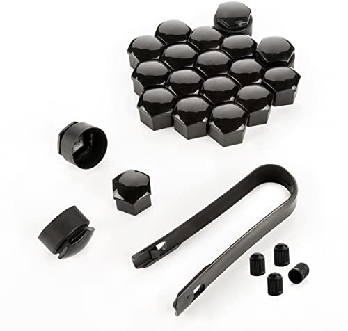 LST 20x Radschrauben Abdeckkappen Set 17 mm schwarz glänzend Diebstahlschutz