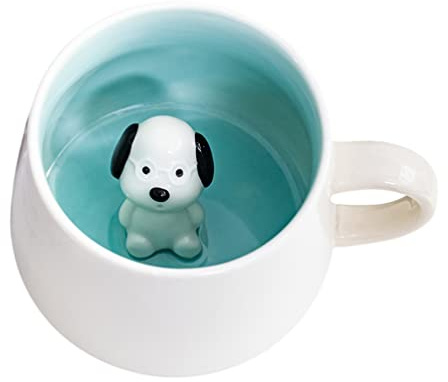 Biigming Tasse mit Hund 3d Tier Tasse 12oz Kaffeetasse Handgemachte Figur Milch Teetasse Lustige Geschenke für frauen Freunde Kinder Mädchen Frau Geburtstagsgeschenk (Hund)