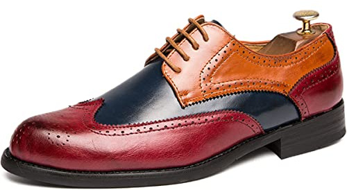 Zaylee Zapatos de hombre vintage elegantes brogues con cordones, rojo, 43 EU