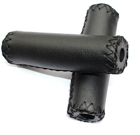 Lenkergriffe aus Leder für Fahrradlenker, Vintage-Fahrradgriffe, Retro-Fahrradgriff (120 mm), Schwarz