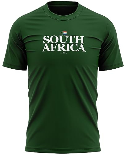 Maglietta da uomo con scritta in inglese South Africa 1891, stile retrò, per tifosi di rugby, Foresta, L