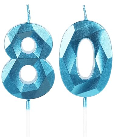 Yiran Geburtstagskerzen Zahlen 80, 5cm 3D Blau Geburtstagskerzen, Kerzen Geburtstag, Geburtstag Kerzen, Tortendeko Geburtstag, Kuchendeko Geburtstag, Geburtstagskerzen für Geburtstagsdeko, Nummer 80