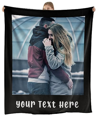 NIBESSER Personalisierte Decke Mit Foto Super Weich Kuscheldecke mit Eigenem Foto und Text, für Geburtstag Weihnachten Hochzeit Jahrestag Geschenk